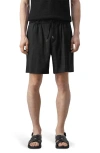 Mango Flat Front Linen Blend Drawstring Bermuda Shorts In Black