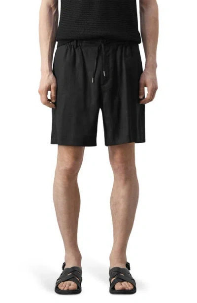 MANGO MANGO FLAT FRONT LINEN BLEND DRAWSTRING BERMUDA SHORTS