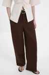 Mango Flat Front Pants In Burgundy