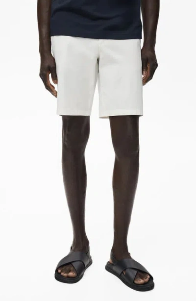 Mango Flat Front Stretch Cotton Bermuda Shorts In White