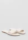 Mango Flat Leather Sandal In Ecru