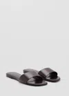 Mango Flat Leather Sandal In Chocolate