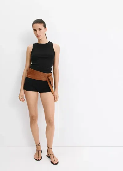 Mango Flat Strappy Sandal In Chocolate