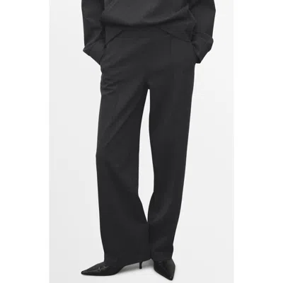 Mango Flecked Knit Pants In Black