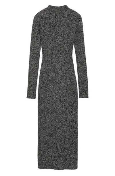 Mango Flecked Long Sleeve Jersey Dress In Black