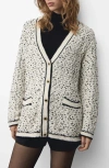 MANGO MANGO FLECKED OVERSIZE COTTON BLEND CARDIGAN