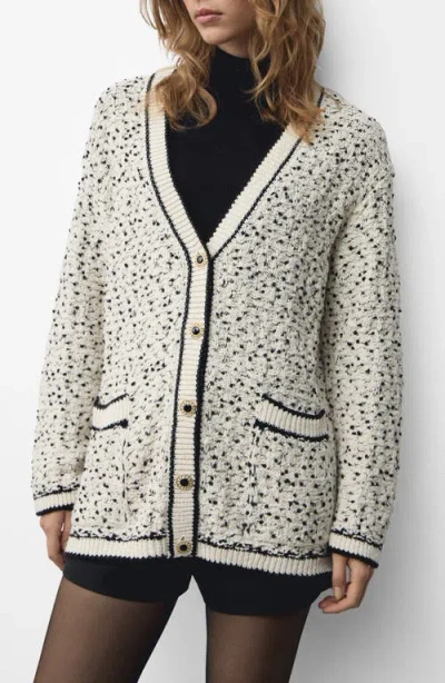 Mango Flecked Oversize Cardigan Ecru