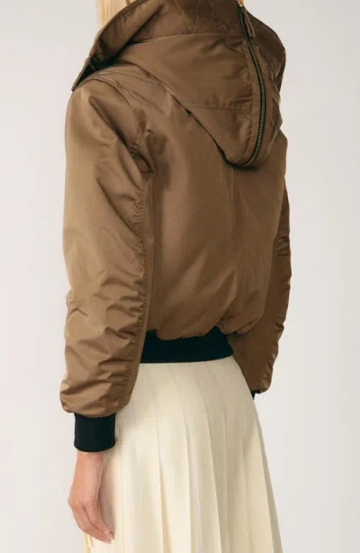 Mango Fleece Lined Bomber Jacket In Brown