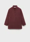 Mango Fleece Sweatshirt With Zip Russet In Brown
