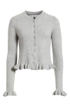 Mango Fleur Ruffle Cardigan In Gray