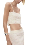 Mango Floral Appliqué Knit Crop Camisole In Neutral