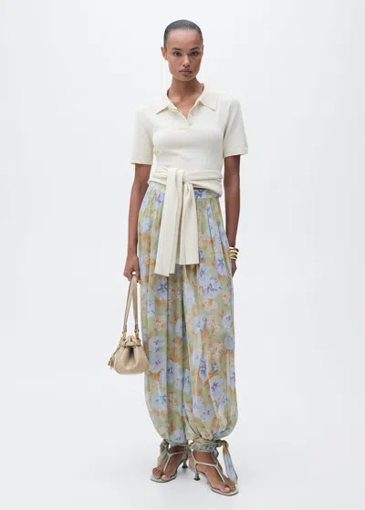 Mango Floral Balloon Pants Mint Green