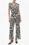 Mango Floral Belted Jumpsuit In White