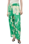 Mango Printed Pants With Belt In Green