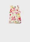 Mango Floral Button-down Fitted Blouse Ecru In Ecru
