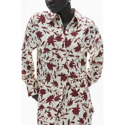 Mango Floral Button-up Shirt In Off White