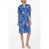 Mango Floral Print Dress With Bow Blue In Blue