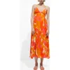 Mango Printed Dress With Draped Detail Orange In Orange