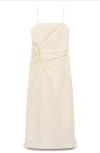Mango Floral Crochet Sleeveless Midi Dress In Ecru