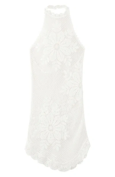 Mango Floral Crocheted Cover-up Dress In White