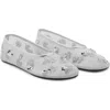 Mango Floral Embellished Mesh Ballet Flat In Silver