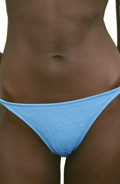 Mango Floral Embroidered Bikini Bottoms In Blue
