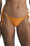 Mango Floral Embroidered Bikini Bottoms In Orange