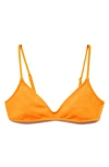 Mango Floral Embroidered Bikini Top In Orange