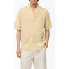 Mango Floral Embroidered Cotton Camp Shirt In Yellow