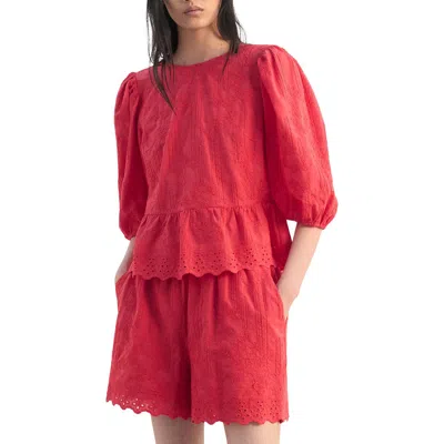 Mango Floral Embroidered Blouse Strawberry In Multi