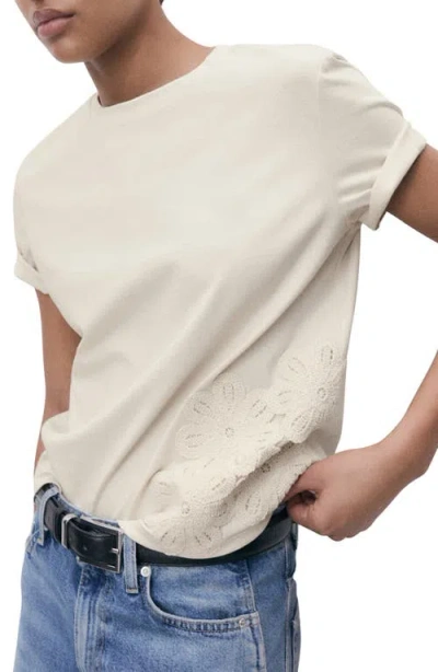 Mango Floral Embroidered Cotton T-shirt In Multi