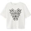 Mango Floral Embroidered Cotton T-shirt In Neutral
