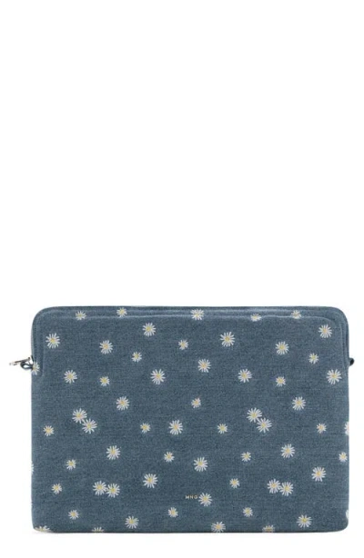 Mango Floral Embroidered Denim Laptop Case In Blue