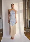 Mango Floral-embroidered Dress With Fringe Detail Sky Blue In Bleu Ciel