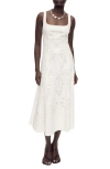 Mango Floral Embroidered Linen Blend Sundress