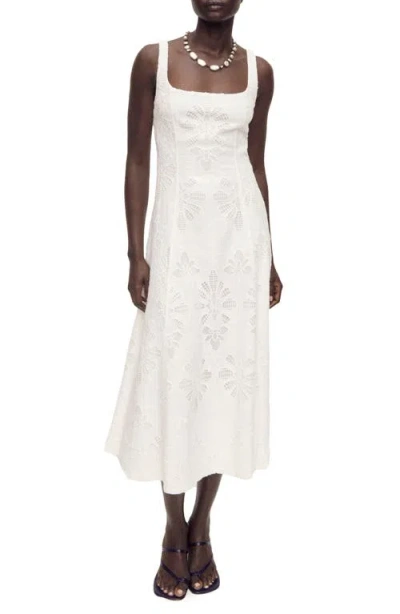 Mango Floral Embroidered Linen Blend Sundress