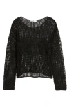 Mango Floral Embroidered Open Stitch Sweater In Black