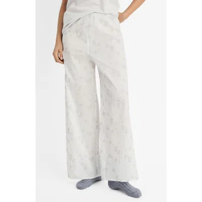 Mango Floral Embroidered Pajama Pants In White