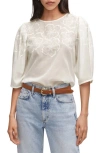 MANGO FLORAL EMBROIDERED TOP