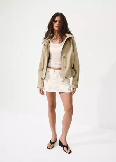 Mango Floral Embroidery Skirt In White