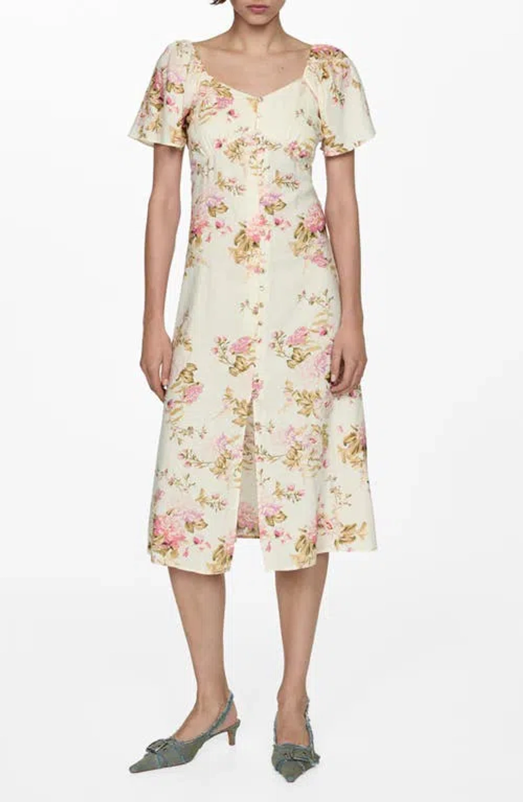 knee length dresses for ladies Cara Cara Mae Midi Dress 6 / Fauna Floral Ivory