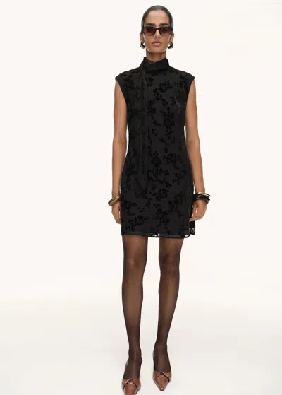 Mango Floral Jacquard Foulard Dress Black