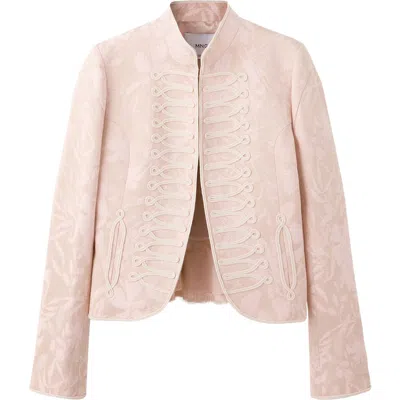 Mango Floral Jacquard Jacket In Pink