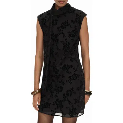Mango Floral Jacquard Minidress In Black