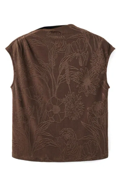 Mango Floral Jacquard Top In Brown