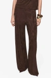Mango Women's Jacquard Floral-print Straight Pants In Brown