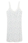 Mango Floral Lace Trim Nightgown In White