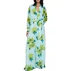 Mango Printed Jumpsuit With Bow Aqua Green In Aqua Green