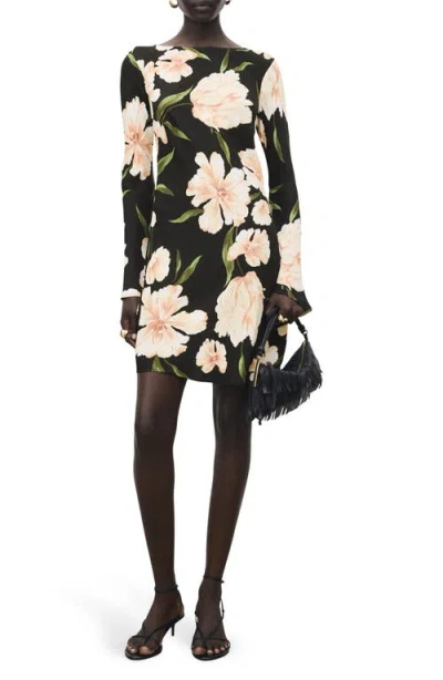 MANGO MANGO FLORAL LONG SLEEVE MINIDRESS