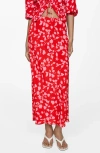 Mango Women's Printed Long Skirt In Red